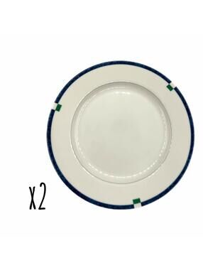 Set of 2 Vintage Mikasa Cayman 7.5” Salad Plates – Blue Rim – L5560